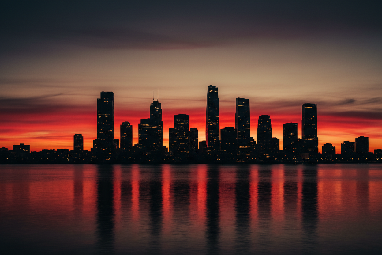 Realistic cityscape horizon